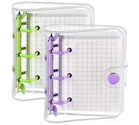 BEEOFICEPENG 2 Ensembles Mini Couvertures Reliure à Anneaux Transparentes à 3 Anneaux avec Classeur IntéRieur Sac en Papier Classeur Fermeture Cahier en PVC Souple Transparent (Vert,)