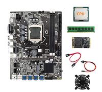BEEOFICEPENG B75 BTC Mining Motherboard+CPU+Ventilateur+DDR3 4 Go 1600 Mhz RAM+128G SSD+ +Passa LGA1155 8XPCIE Une table USB