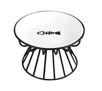 BEEOFICEPENG Bol en céramique pour chats avec support en métal, station d'alimentation en eau ou pour animaux domestiques, lavable au lave-vaisselle