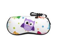 BEEOFICEPENG Étui à lunettes, étui à lunettes de soleil portable en néoprène, étui à lunettes souple, boîte à lunettes à fermeture éclair, Motif imprimé hibou animal mignon