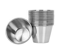 BEEOFICEPENG Lot de 20 verres pour sauce en acier inoxydable, tasse pour sauce de plongée, tasses pour condiments individuels, tasses pour portions pour toute sauce