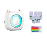BEEOFICEPENG Mini imprimante d'étiquettes thermiques de poche pour imprimante photo portable intelligente avec papier autocollant + crayon de couleur