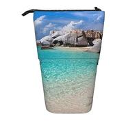 BEEOFICEPENG Trousse télescopique, Porte-Crayon avec Support de Montagne, Pierres Bleues, océan, Lever de Soleil, Pochette à Crayons, Trousse de Maquillage pour Cadeau de Vacances