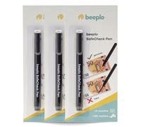 beeplo Stylo détecteur de faux billets SafeCheck Pen Lot de 3 unités | 6000 billets vérifiés par unité | Euros et dollars | Détection sûre et instantanée