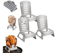 Beer Can Chicken Stand Chair, Beer Can Chicken Stand Chair for Grill, 304 Stainless Stee Chair-Style Beer Can Chicken Stand with Can Opening, for Grilling, Smoking and Outdoor ovens (3Pcs)