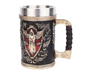 Beer Cup - Resin Stainless Steel 500ml Portable Drinkware Mug, Vintage Style Tea Cup Water Container with Metal Liner, Decorative Beverage Tankard for Coffee Beer Tea