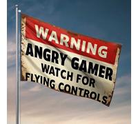 Beer Decor Angry Gamer : Be Aware Of Flying Controls Drapeaux pour votre chambre Accessoires pour joueurs (60 x 90 cm)
