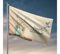 Beer Decor Simply Blessed: A Serein Floral Arrangement Drapeau Décoration murale pour dortoir et balcon (120 x 180 cm)