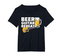 Beer Guitar Repeat Guitar Bass Rock and Roll pour Un Guitariste T-Shirt, Femme Grandes Tailles, Noir, 5X