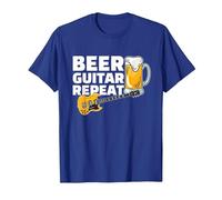 Beer Guitar Repeat Guitar Bass Rock and Roll pour Un Guitariste T-Shirt, Homme, Bleu Royal, L