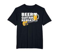 Beer Guitar Repeat Guitar Bass Rock and Roll pour Un Guitariste T-Shirt, Homme Grandes Tailles, Noir, 4X Tall