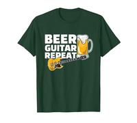 Beer Guitar Repeat Guitar Bass Rock and Roll pour Un Guitariste T-Shirt, Homme, Vert Forêt, 3XL
