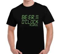 Beer O Clock Black T-Shirt Mens Unisex Funny Tshirt Tee Black Manches Courtes(Medium)