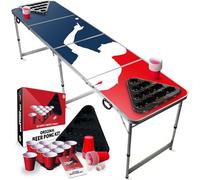 Beer Pong® - Table 22 Cups + 2 Racks + 4 Balles - Table Pliable et Transportable avec Revêtement Etanche Anti-Rayures - Homologuée pour Les Tournois de Biere Pong - Jeu à Boire
