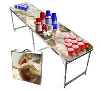 Beer Pong® - Table Officielle + 120 Cups + 6 Balles - Table Pliable et Transportable avec Revêtement Etanche Anti-Rayures - Homologuée pour Les Tournois de Biere Pong - Jeu à Boire
