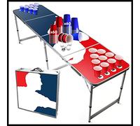 Beer Pong® - Table Officielle + 120 Cups + 6 Balles - Table Pliable et Transportable avec Revêtement Etanche Anti-Rayures - Homologuée pour Les Tournois de Biere Pong - Jeu à Boire