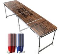Beer Pong® - Table Officielle + 120 Cups + 6 Balles - Table Pliable et Transportable avec Revêtement Etanche Anti-Rayures - Homologuée pour Les Tournois de Biere Pong - Jeu à Boire
