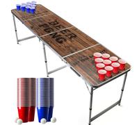 Beer Pong® - Table Officielle + 120 Cups + 6 Balles - Table Pliable et Transportable avec Revêtement Etanche Anti-Rayures - Homologuée pour Les Tournois de Biere Pong - Jeu à Boire