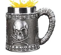 Beer Stein Tasse, Coupe Skull, Tasses à bière en acier inoxydable pour hommes - Isolation réutilisable, nouveauté des boissons avec poignée pour femmes, fête d'Halloween, camping, thé, lait