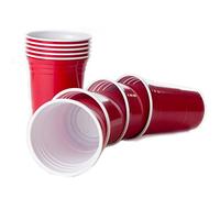 BeerCup-Classics Gobelets rouges réutilisables pour les fêtes, le Beer Pong, les festivals, le camping et les vacances, capacité de 473 ml (16 oz), rouge vif et stable, 50 pièces