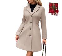 BeerMmay Caban pour femme en laine mélangée épaisse col montant simple boutonnage trench trapèze tendance avec poches, kaki, S