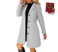BeerMmay Caban pour femme en laine mélangée épaisse col montant simple boutonnage trench trapèze tendance avec poches, gris clair, M
