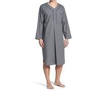 BeerMmay Chemise de Nuit pour Hommes à Manches Longues Coton Chemise de Nuit Loose Comfy Sleep Shirt Soft Nightgown Housecoat S-XXXL,Gris,XL