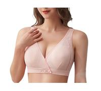 BeerMmay Ease Blooming Bra, soutien-gorge confortable en coton ultra doux à fermeture avant, soutien-gorge push-up sans fil croisé sur le devant, rose, L