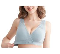 BeerMmay Ease Blooming Bra, soutien-gorge confortable en coton ultra doux à fermeture avant, soutien-gorge push-up sans fil croisé sur le devant, noir foncé, L