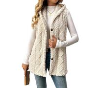 BeerMmay Gilet à capuche pour femme avec doublure en polaire pour l'automne 2025, gilet surdimensionné, long, doux et pelucheux, abricot, M