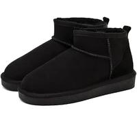 BeerMmay Mini-Stiefel für Frauen,Klassische Mini-Stiefelette mit Fell gefüttert,Warme mit Fell gefütterte Winterstiefel mit Anti-Rutsch-Beschichtung (Black,39)