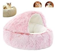 BeerMmay Olvys Lit confortable en forme de cocon pour chien, chat de petite, moyenne et grande taille - Lit à capuche en tissu lavable, base antidérapante (rose, 1,60 cm)