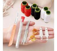 BeerMmay Peachloft Kit de couture 34/36/37 pièces en acier inoxydable à gros chas, aiguilles à coudre à la main, kit de bricolage portable avec fil, outils pour denim, toile pour les amateurs