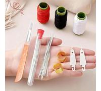 BeerMmay Peachloft Kit de couture 34/36/37 pièces en acier inoxydable à gros chas, aiguilles à coudre à la main, kit de bricolage portable avec fil, outils pour denim, toile pour les amateurs