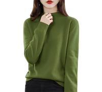 BeerMmay Pull 100 % cachemire pour femme, col rond, doux, léger, sans couture, haut de première ligne, prêt à porter avec laine mérinos, vert citron, XXL