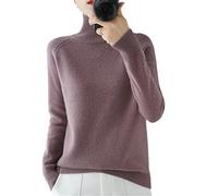 BeerMmay Pull à col roulé en Laine Cachemire pour Femme - Automne et Hiver - Couleur Unie - Pull tricoté pour Femme - Décontracté - Basique, Lilas/Violet, UK7 / 41EU / US8