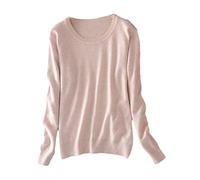 BeerMmay Pull en Cachemire à Manches Longues pour Femme, Beige, M