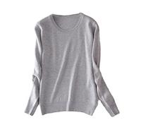 BeerMmay Pull en Cachemire à Manches Longues pour Femme, Gris Clair, S