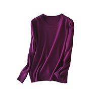BeerMmay Pull en Cachemire à Manches Longues pour Femme, Violet, S