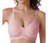 BeerMmay Soutien-gorge push-up sans armatures à couverture complète sans armatures 2026 sans couture, minimiseur plongeant en gelée, rose, S