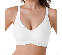 BeerMmay Soutien-gorge push-up sans armatures à couverture complète sans armatures 2026 sans couture, minimiseur plongeant en gelée, blanc, S