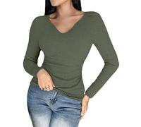 BeerMmay Watchatest Soutien-gorge intégré à col et manches longues côtelé, sans couture, vêtement de sport confortable et respirant, Vert, 9XL