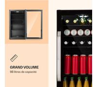Beersafe 3XL Onyx Réfrigérateur 98 litres 4 étagères Porte vitrée panoramique E