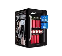 Beersafe 70 Craft Réfrigérateur 70 litres 3 clayettes Porte vitrée panoramique Acier inoxydable Noir