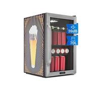 Klarstein Réfrigérateur 70L, Mini réfrigérateur silencieux avec étagères amovibles, porte vitrée & LED, Adapté à l'extérieur, 0-10°C