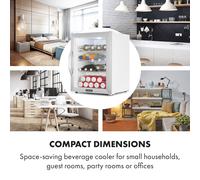 Beersafe XL Crystal White Réfrigérateur 60 litres 4 étagères Porte en verre panoramique Acier inoxydable D