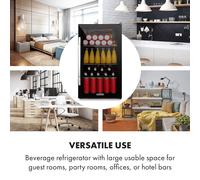 Beersafe XXL Onyx Réfrigérateur 80 litres 3 clayettes Porte en verre panoramique E