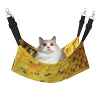 Bees And Hives Hamac Monochrome Jaune Motif Abeille Imprimé Animal Domestique Hamac de Couchage pour Chats, Lapins, Furets, Chiots, Petits Animaux