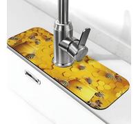 Bees and Hives - Tapis de robinet accrocheur pour évier de cuisine, tapis de séchage super absorbant pour évier de cuisine, salle de bain, café, bar, robinet, cadeau décoratif (38,1 x 14 cm)