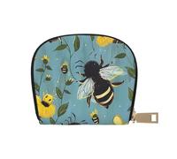 Bees at Work Porte-monnaie pour homme et femme en cuir mignon avec fermeture éclair, blanc, taille unique, porte-monnaie